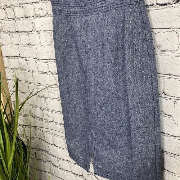 Banana Republic Stitch Detail Short Sleeve Wool Blend Sheath Dress Chambray Size - Picture 7 of 16